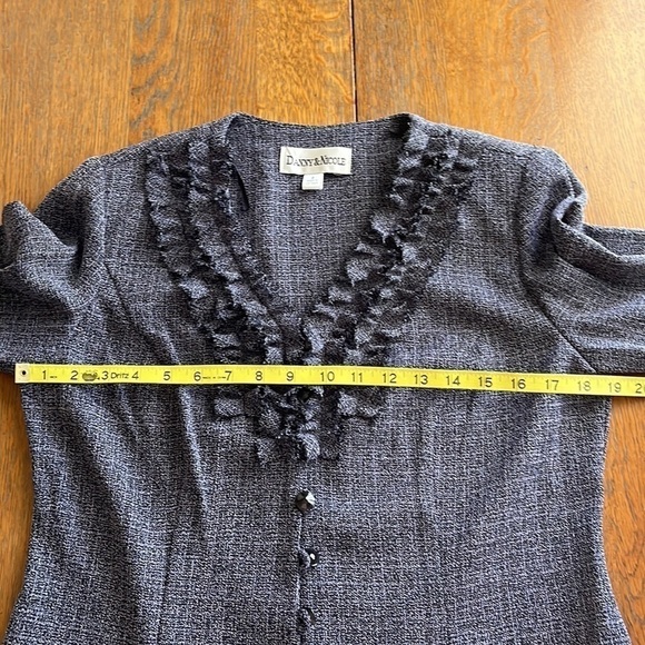 NWT Danny & Nicole  2 piece tweed ruffled skirt and jacket violet/black size 8 - Picture 13 of 16